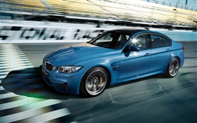 2015年BMW M3四門轎車F80藍色車 高清桌布