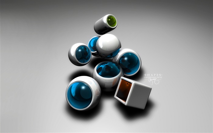 3D球體和立方體 桌布 圖片