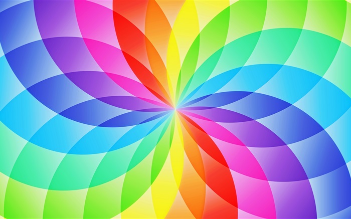 抽象圓弧段，五顏六色的花 桌布 圖片