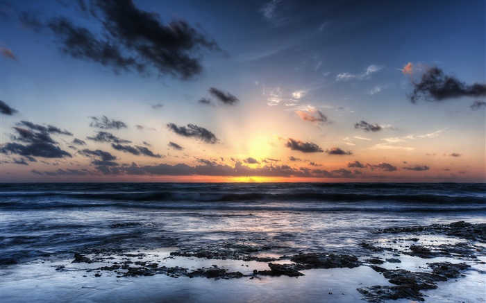 阿庫馬爾海灘，墨西哥，日出，海岸 桌布 圖片