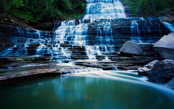 阿爾比恩瀑布，哈密爾頓，安大略省，加拿大，瀑布，湖泊 桌布 圖片