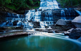 阿爾比恩瀑布，哈密爾頓，安大略省，加拿大，瀑布，湖泊 高清桌布