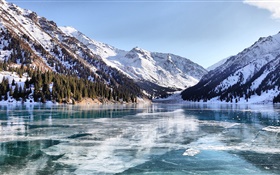 阿拉木圖，哈薩克斯坦，冬季，湖