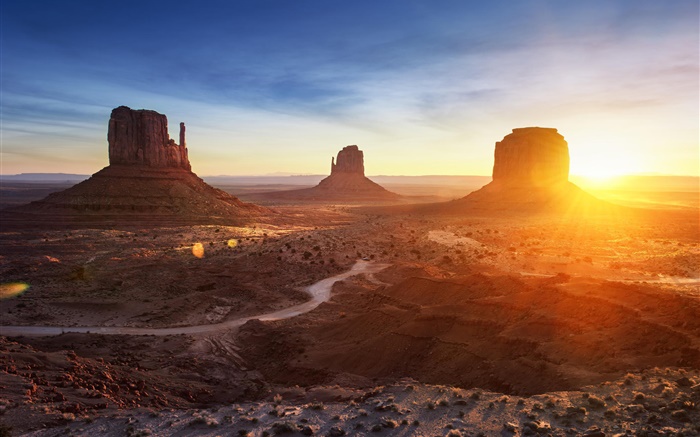 亞利桑那州，紀念碑谷，美國，日落，山脈，沙漠 桌布 圖片