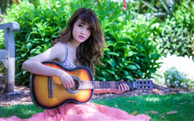 亞洲音樂的女孩，吉他 高清桌布