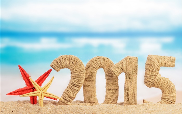 海灘海星，2015年新年 桌布 圖片