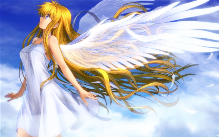 美麗的天使，動漫女孩，翅膀 桌布 圖片