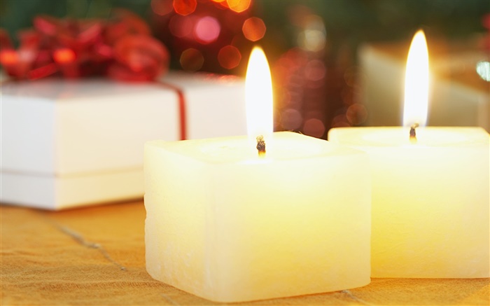 聖誕方形蠟燭特寫 桌布 圖片