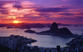 市夕陽，海岸，里約熱內盧，巴西 高清桌布