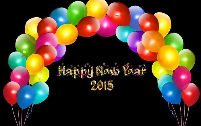五顏六色的氣球，新年快樂2015年新年 桌布 圖片