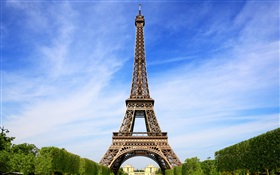 艾菲爾鐵塔，巴黎，法國，藍天 高清桌布