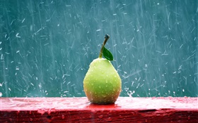 水果特寫，梨在雨中 高清桌布
