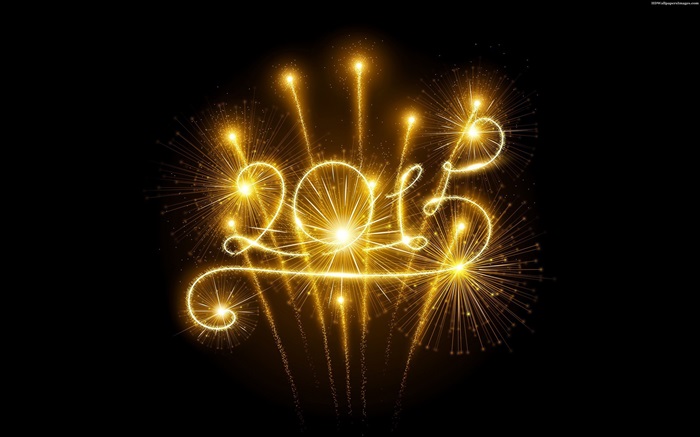 金色焰火，2015年新年 桌布 圖片