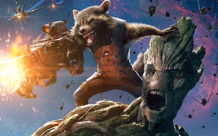 銀河護衛隊，2014年的電影，浣熊和樹人 桌布 圖片