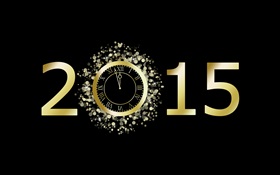 新年快樂2015年新年，黑色背景 高清桌布