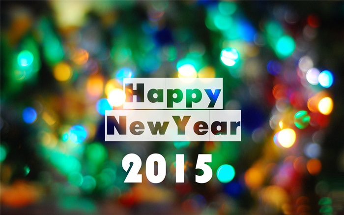 新年快樂2015年，七彩燈 桌布 圖片