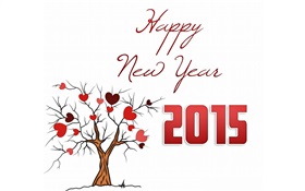 新年快樂2015年，愛的心樹