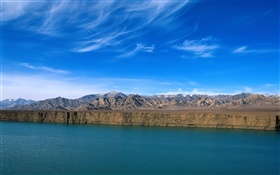 河，山，藍天，懸崖，中國山水 高清桌布