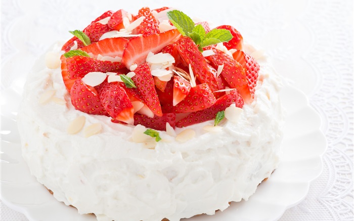 小甜點草莓蛋糕 桌布 圖片