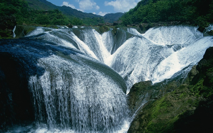 壯觀的瀑布，中國風景 桌布 圖片