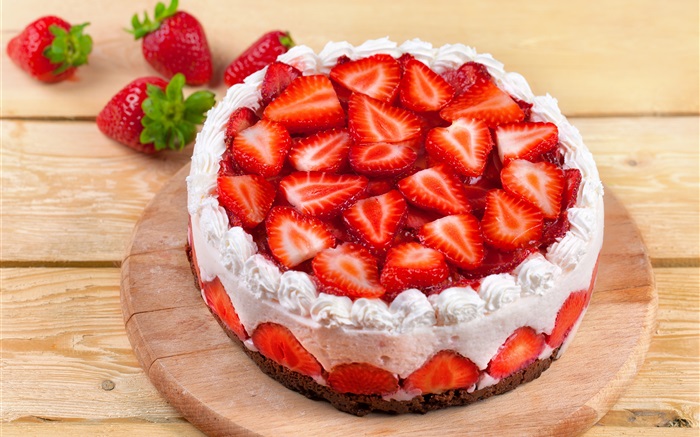 甜草莓蛋糕 桌布 圖片