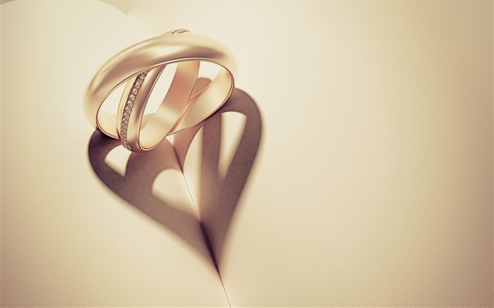 兩個戒指投影，愛心臟形 桌布 圖片