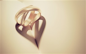 兩個戒指投影，愛心臟形 高清桌布