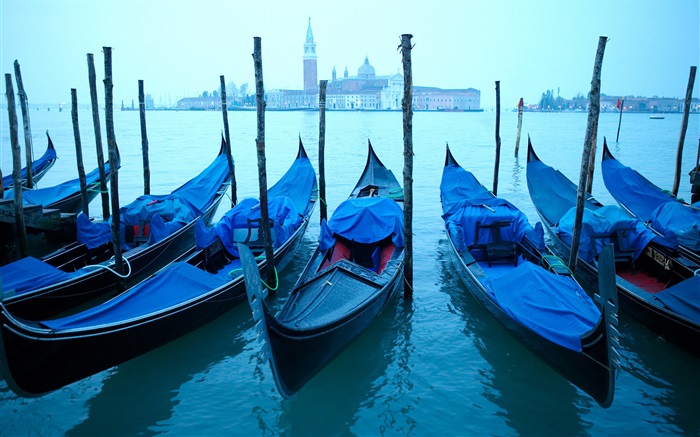 威尼斯，船，陰天 桌布 圖片