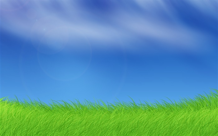 視窗圖片，草地，藍天 桌布 圖片