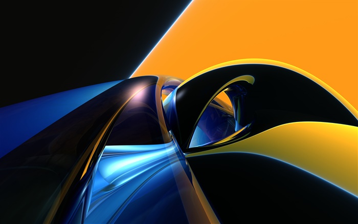 抽象曲線，橙，藍，黑 桌布 圖片