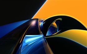 抽象曲線，橙，藍，黑 高清桌布