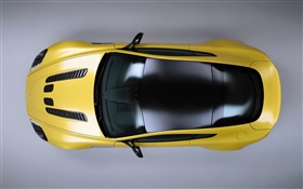 阿斯頓·馬丁V12 Vantage的黃色跑車頂視圖 高清桌布