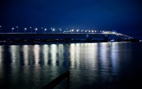 奧克蘭海港大橋，晚上，燈，新西蘭