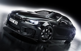 BMW M6黑色轎車前視圖 高清桌布