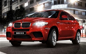 BMW X6紅色轎車前視圖 高清桌布