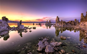 美麗的夕陽，死海，岩
