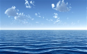 藍色的大海，雲，天空 高清桌布