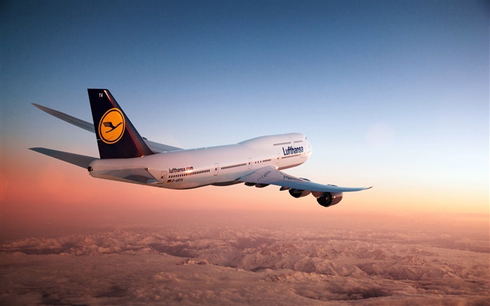 波音747飛機，天空，黃昏 桌布 圖片