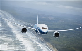 波音787客機，飛行，海 高清桌布