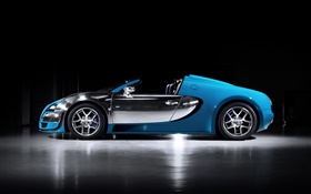 布加迪威龍16.4超級跑車藍色側視圖 高清桌布