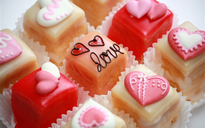 糖果，愛的心，甜點 桌布 圖片