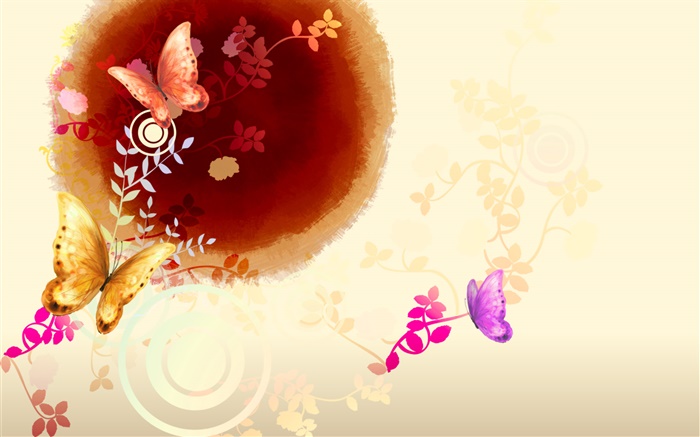中國的水墨藝術，蝴蝶與花 桌布 圖片