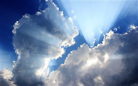 雲，天空，藍色，太陽光線 高清桌布