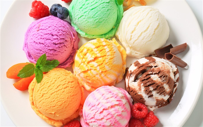五顏六色的冰淇淋，甜品 桌布 圖片