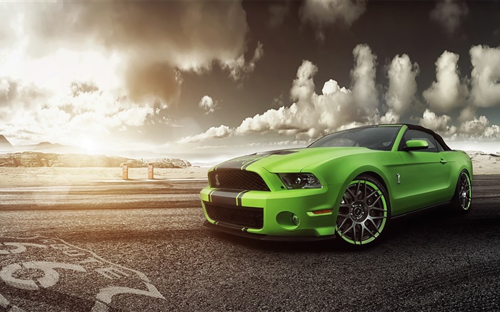 福特野馬謝爾比GT500綠色超級跑車 桌布 圖片