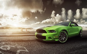福特野馬謝爾比GT500綠色超級跑車 高清桌布