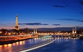 法國，巴黎，城市夜景，燈光，美麗的風景
