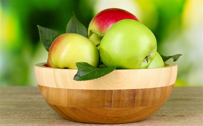新鮮水果，綠色和紅色的蘋果 桌布 圖片