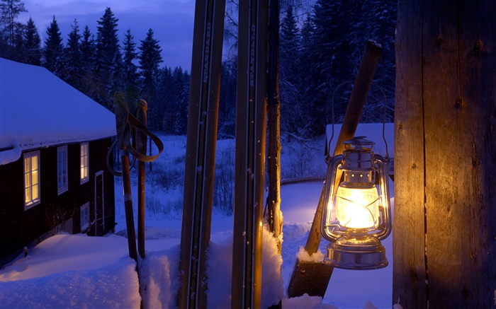 點亮的燈籠，門柱，瑞典，夜 桌布 圖片