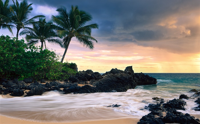 瑪凱那灣，毛伊島，夏威夷，秘密海灘 桌布 圖片